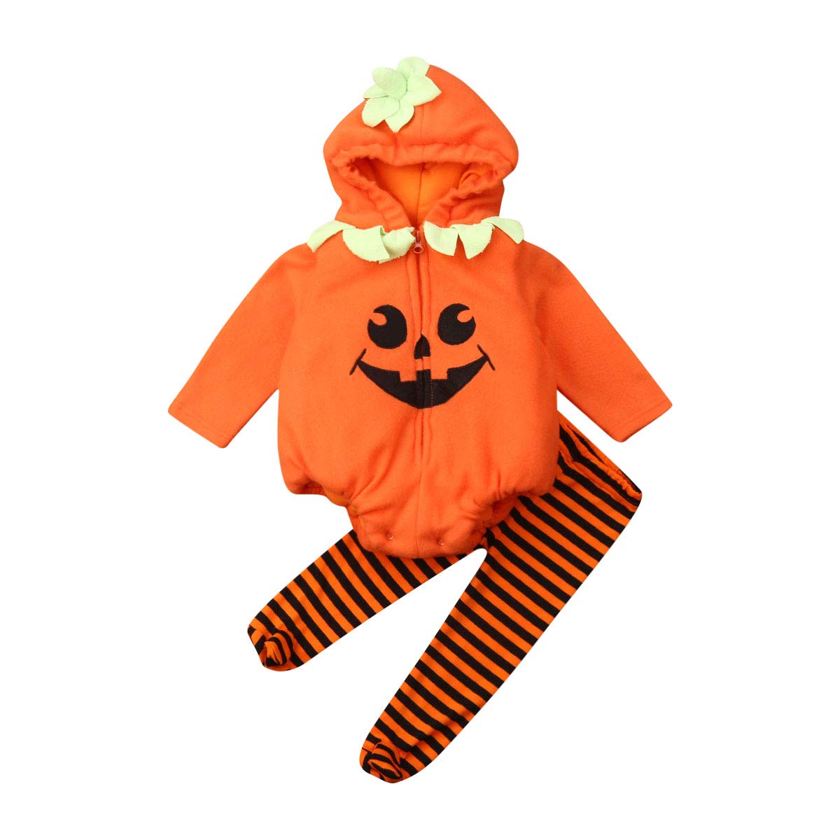 Infant Toddler Baby Boys Girls Halloween Pumpkin Costume Cute Outfits (12-18 Months,Halloween Pumpkin Hoodie Footie Pants)