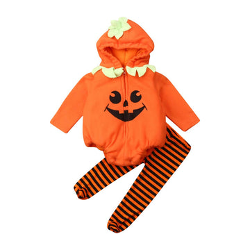 Infant Toddler Baby Boys Girls Halloween Pumpkin Costume Cute Outfits (12-18 Months,Halloween Pumpkin Hoodie Footie Pants)