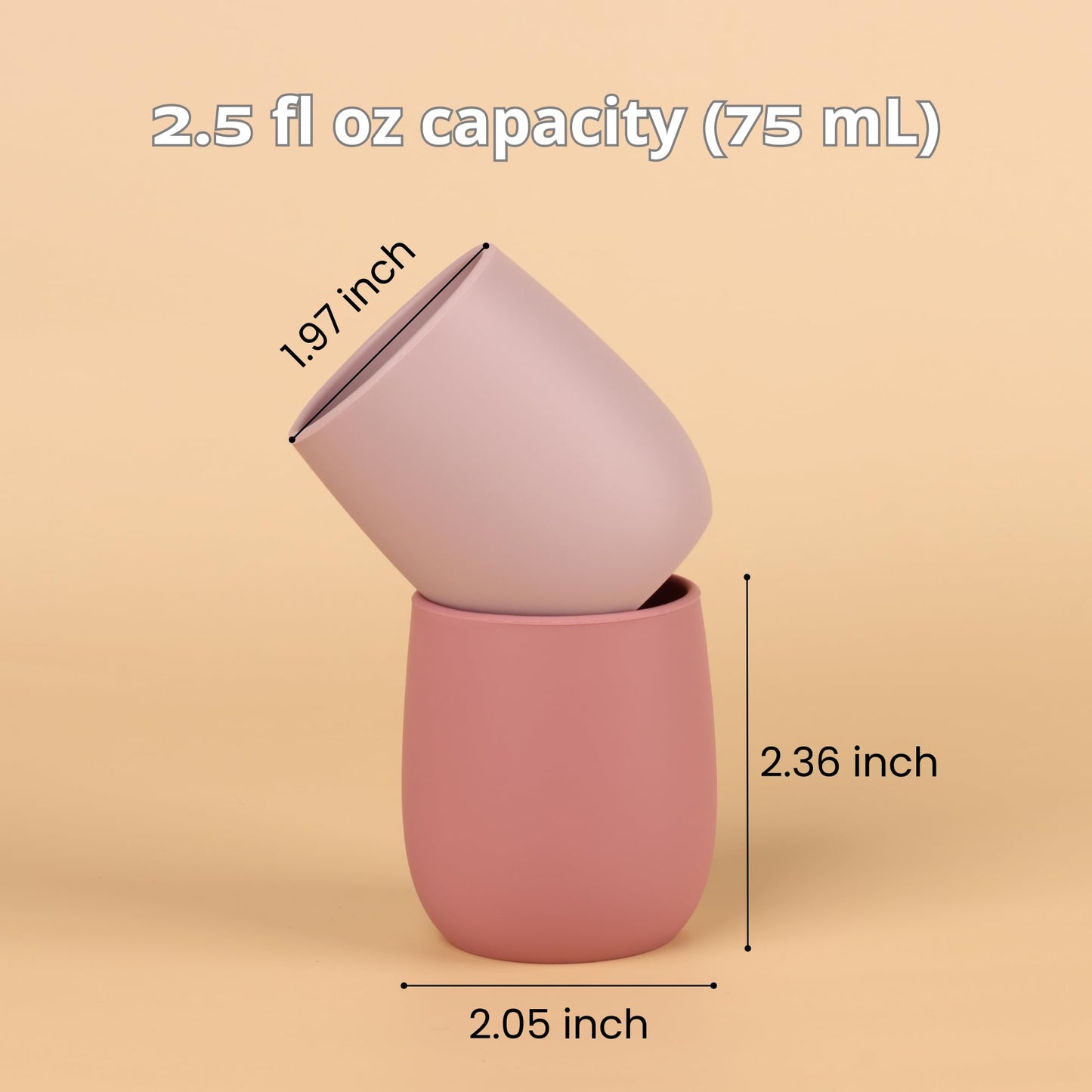 Mintlyfe Silicone Tiny Open Cups, Training Cups For Baby Led Weaning (Blush/Mauve)