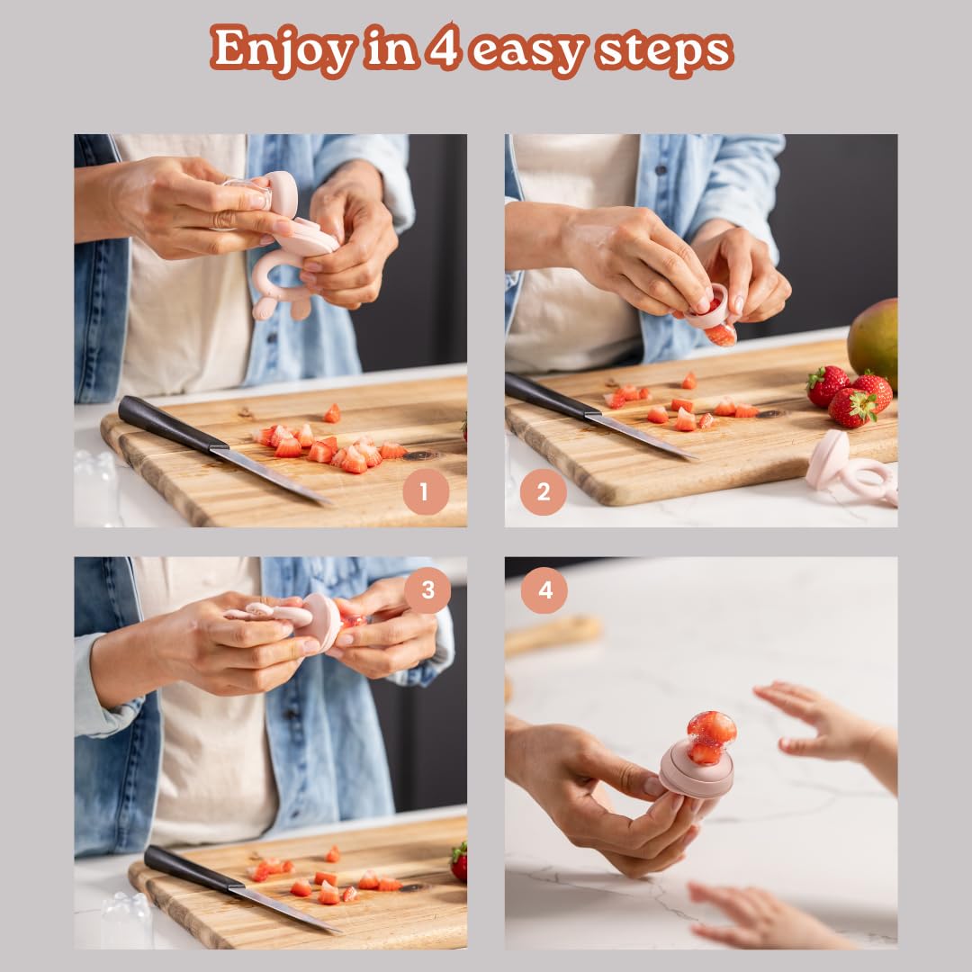 Haakaa Freeze-N-Feed Mini Combo With Silicone Food Feeder & Silicone Mini Nibble Tray|Baby Solid Food Self Feeder|Breastmilk Pop