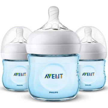 Philips Avent Natural Baby Bottle, Scf010/39, Blue, 4 Ounce (Pack Of 3)