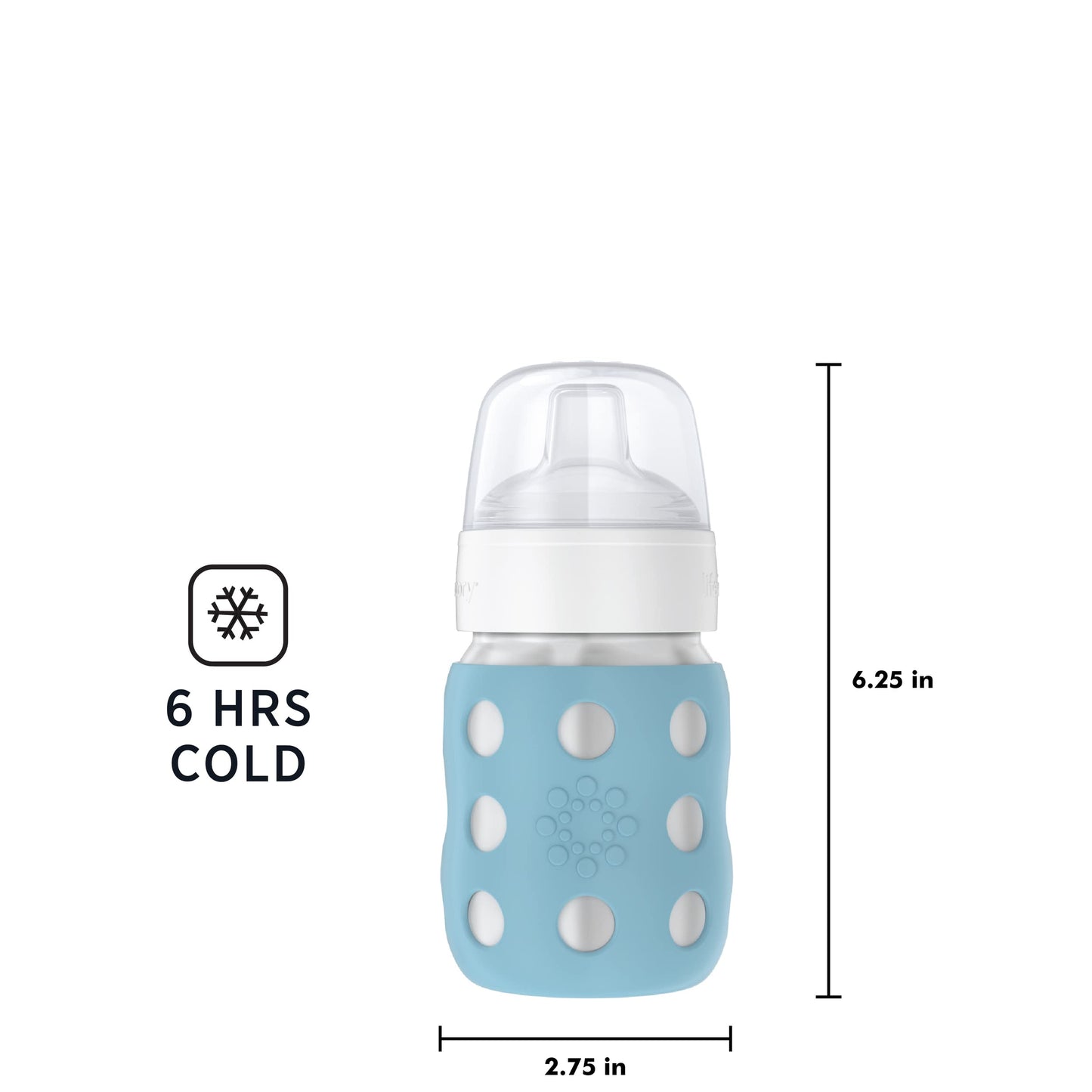 Lifefactory 8-Ounce Stainless-Steel Vacuum-Insulated Wide-Neck Baby Bottle With Sippy Nipple, Denim (Ls2251Wde4)