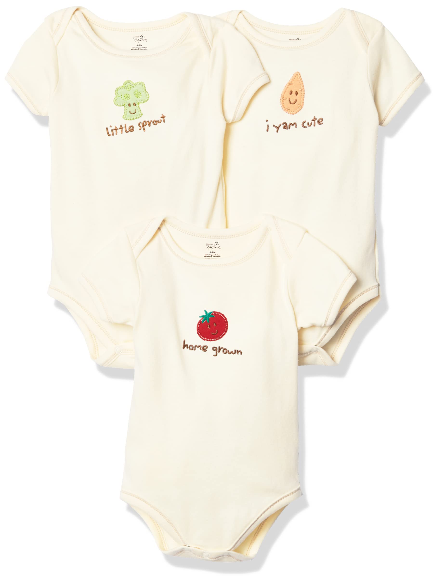 Touched By Nature Unisex Baby Organic Cotton Bodysuits, Tomato, 9-12 Months