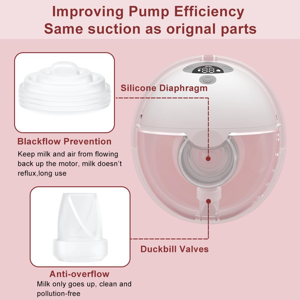 10Pcs M5 Breast Pump Replacement Parts, 6Pcs Silicone Duckbill Valve & 4Pcs Silicone Diaphragm Compatible With Momcozy M5 Wearab