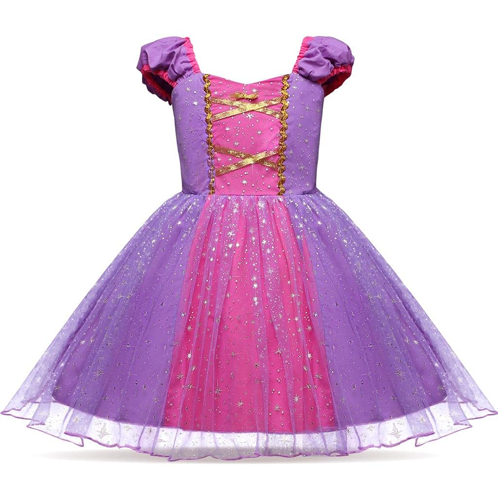 Dressy Daisy Princess Costume Fancy Sparkle Tulle Dress Up for Little Girls, Halloween Birthday Party Outfit Size 6, Purple 205