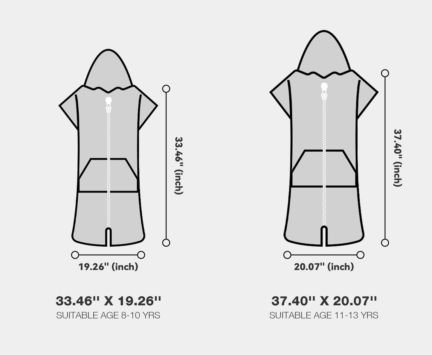 Missshorthair Towel Poncho For Kid, Zipper Beach Cover Up With Hood, Swim Changing Robe For Boy, Girls Bath Towel Robe Zipper St
