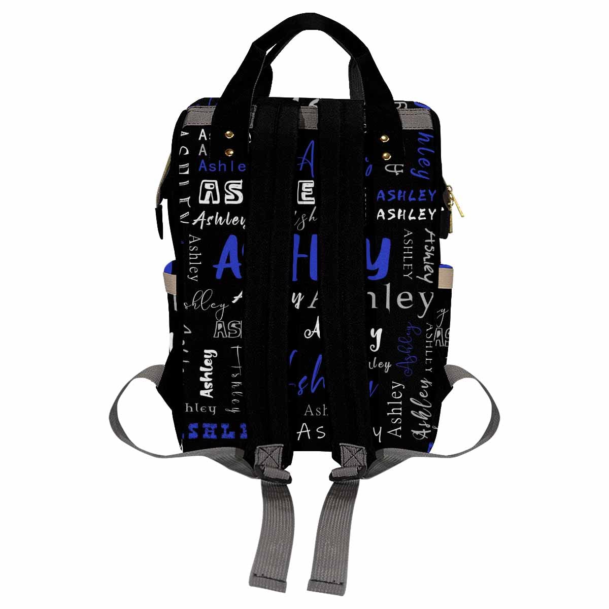 Artsadd Personalized Diaper Bag Backpack With Name, Customized Blue And White Nappy Backpack With Thermal Pockets Multifunction