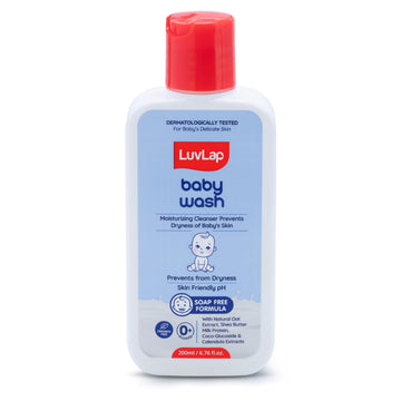Luvlap Baby Wash - 200Ml, With Milk Protein, Oatmeal, Shea Butter And Vitamin E, Soap Free, Baby Wash For Baby Bath, Natural, Ph