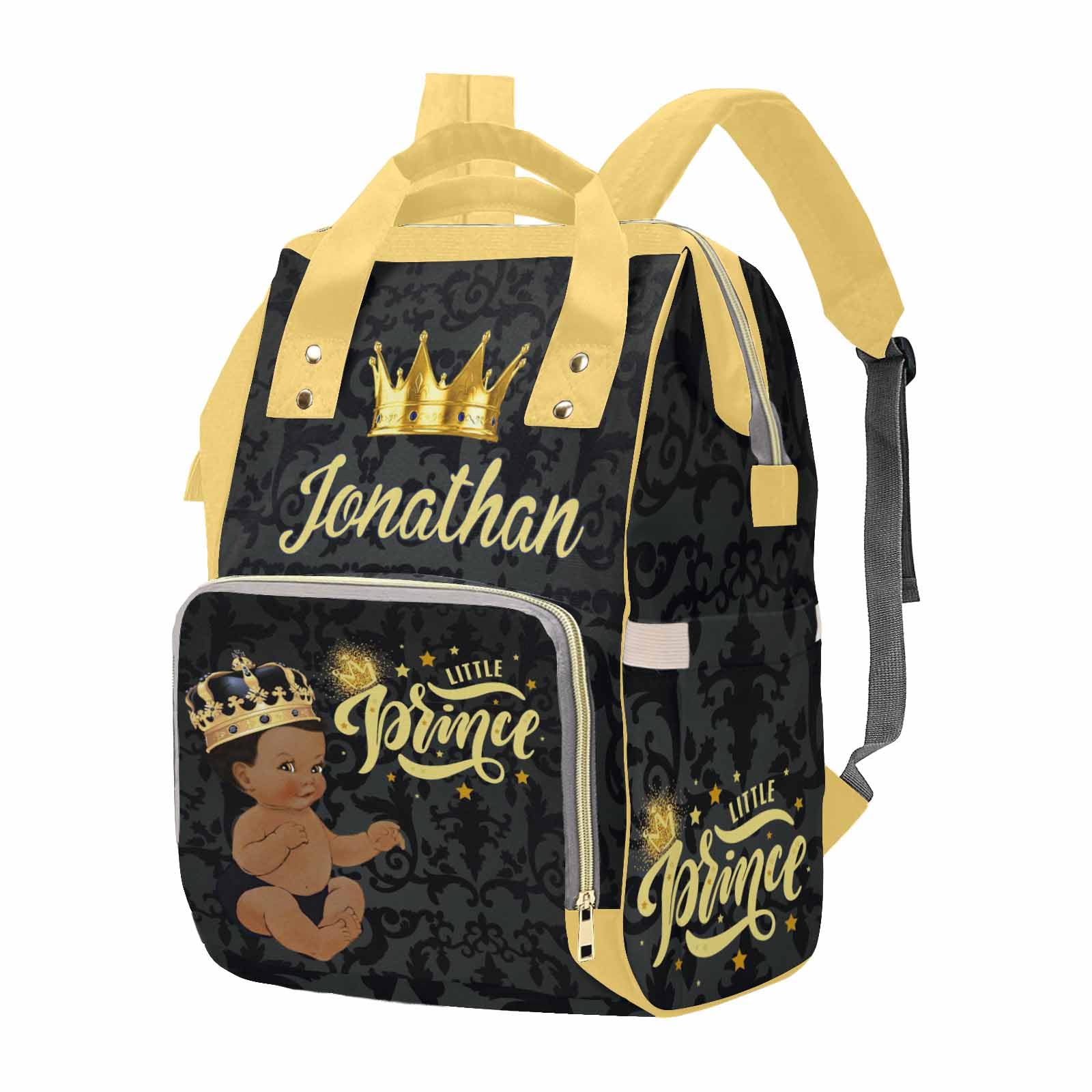 M Yescustom Personalized Name Diaper Bag Backpack, Black Crown Diaper Baby Bags For Mom & Dad, Portable Travel Back Pack Baby Sh