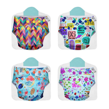 Superbottoms Combo Pack Of 5 Freesize Uno With Easy Snap  Reusable Waterproof Adjustable Cloth Diaper For Babies From 517Kgs (
