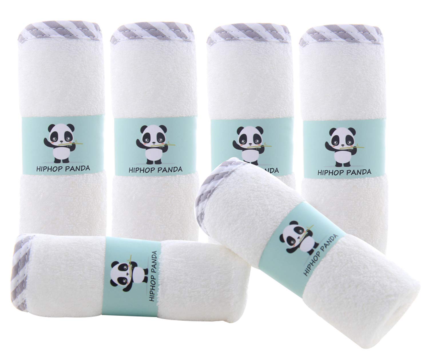 Hiphop Panda Hypoallergenic Bamboo Baby Washcloths - 2 Layer Ultra Soft Absorbent Bamboo Towel - Newborn Bath & Face Towel - Was