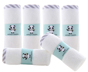 Hiphop Panda Hypoallergenic Bamboo Baby Washcloths - 2 Layer Ultra Soft Absorbent Bamboo Towel - Newborn Bath & Face Towel - Was