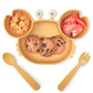 ROCCED Suction Plates for Baby, Silicone Plates with Suction for Baby Divided, Baby Spoon Fork Set for Toddler Baby Dishes Kids 