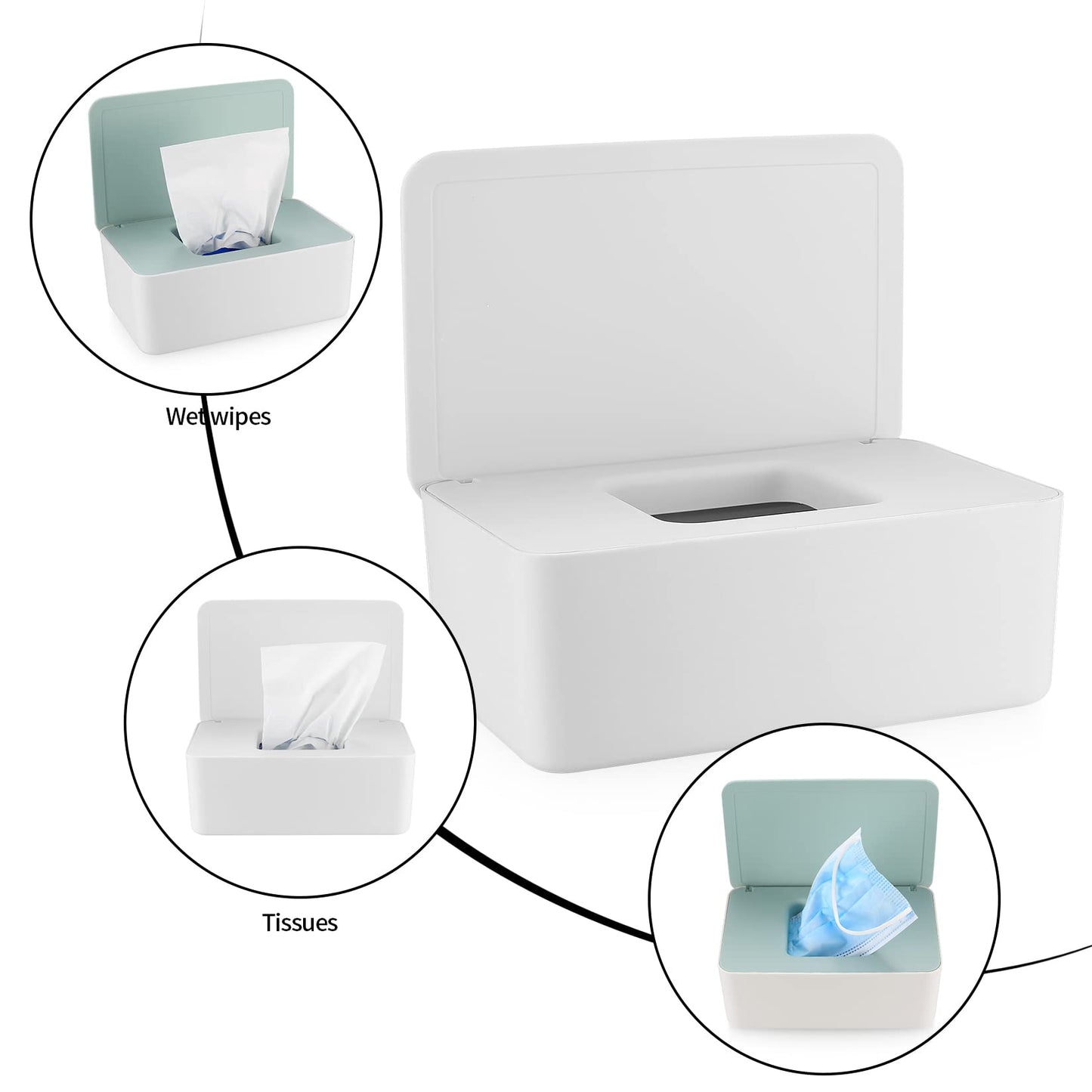 Xhjzgctech 2Pcs Diaper Wipes Dispenser, Refillable Wipe Container, Wipe Container With Sealing Design Lid, Keep Wipes Fresh,Wet