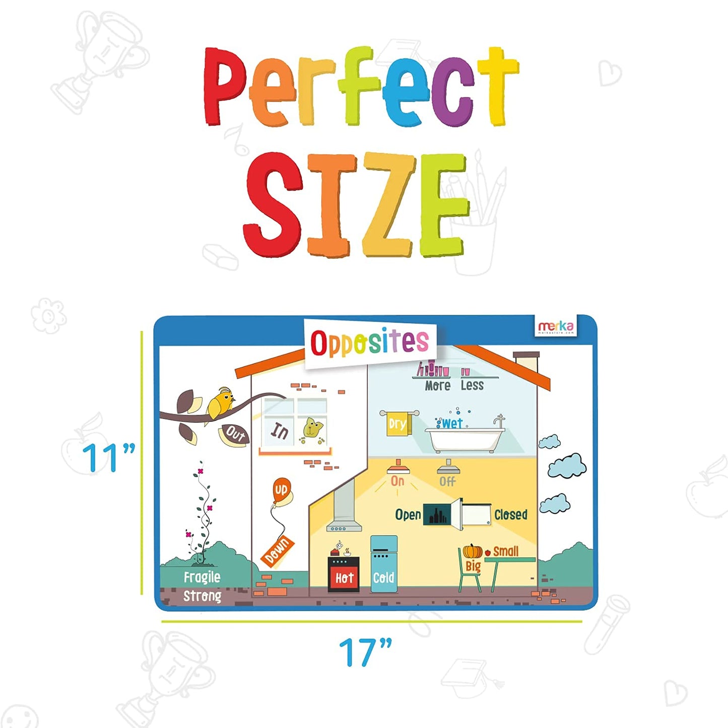 Merka Kids Placemats For Dining Table, 4 Pack Toddler Educational Placemats 17X11 In, Features Days Of The Week, Numbers 1-100,