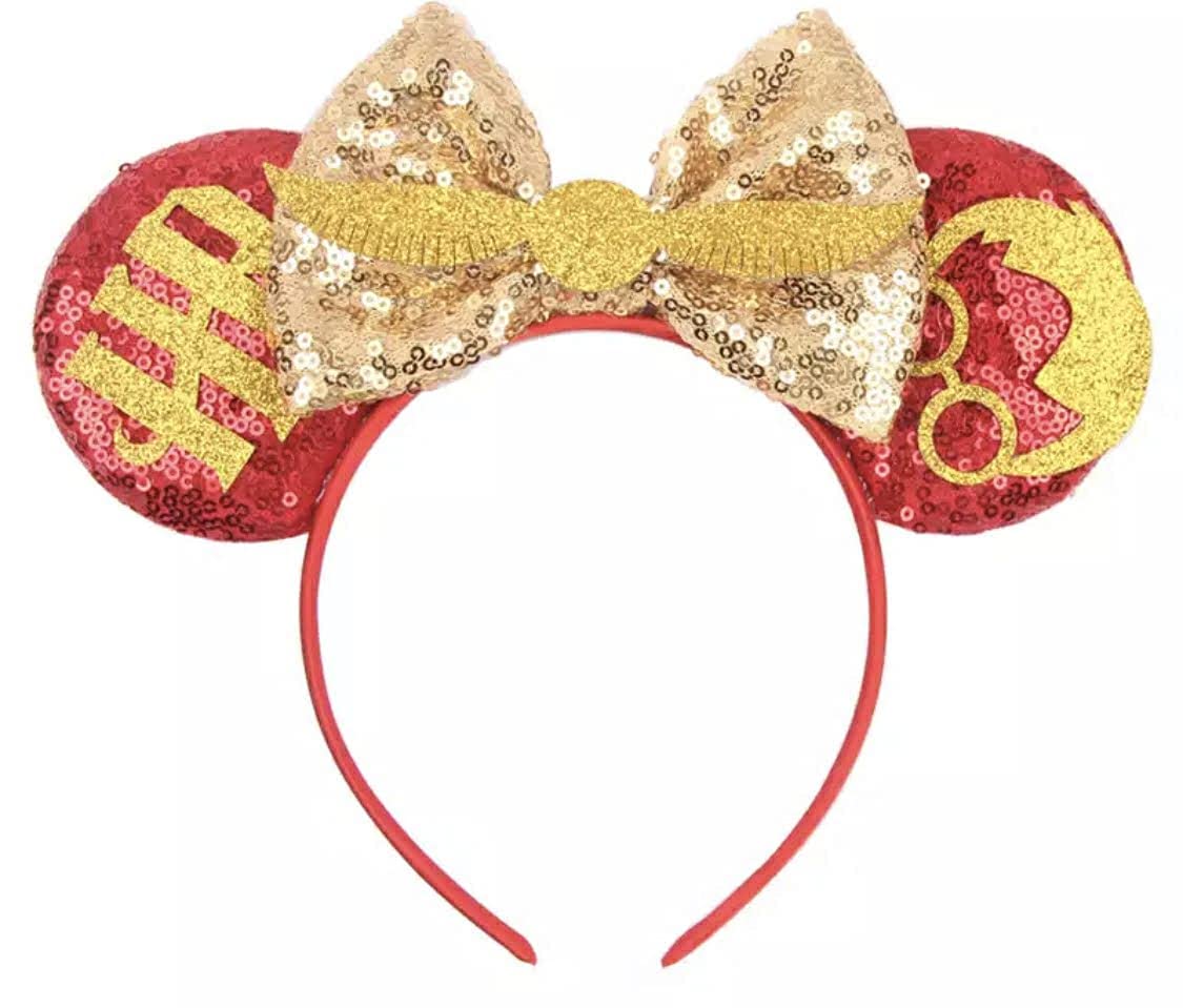 Clgift Iridescent, Sparkle And Sequin Mouse Ears - Silver, Gold, Blue, Rainbow, Classic Red (Hp)