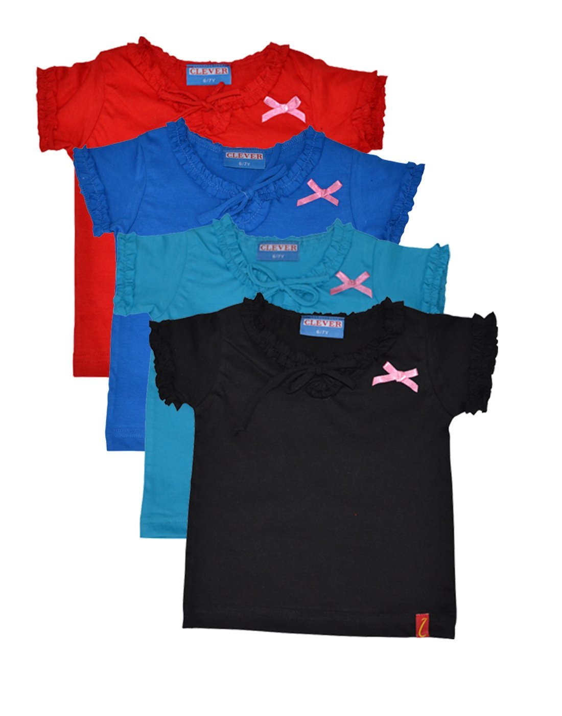CLEVER Baby Girls Tshirt(ZCGT004PC403912 Month_Multi_912 Month) Pack of 4