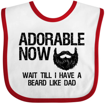 Inktastic Adorable Now...Wait Till I Have A Beard Like Dad Baby Bib White And Red 288B4