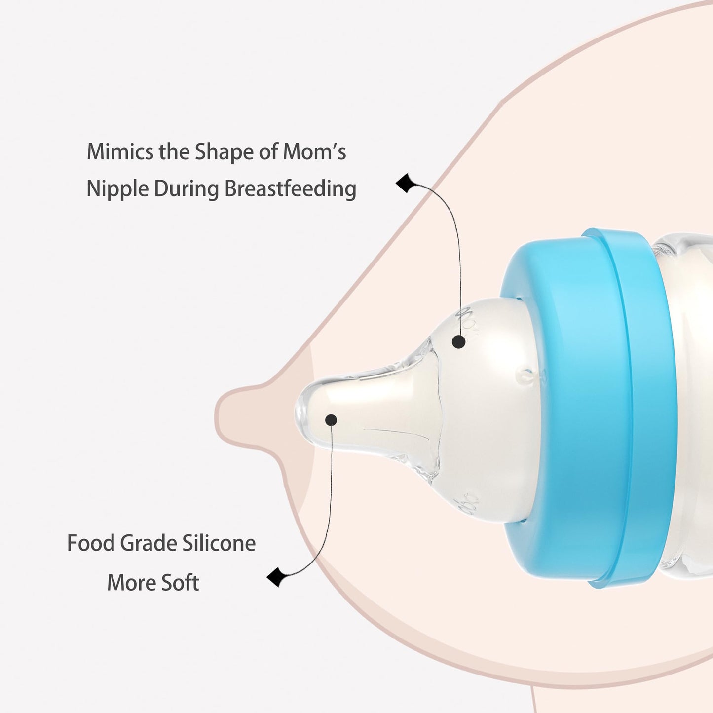 Yohkoh Glass Baby Bottles With Slow Flow Nipple, Newborn Anti-Colic Baby Bottles For 0+ Months, Wide Neck Feeding Bottle, Clear