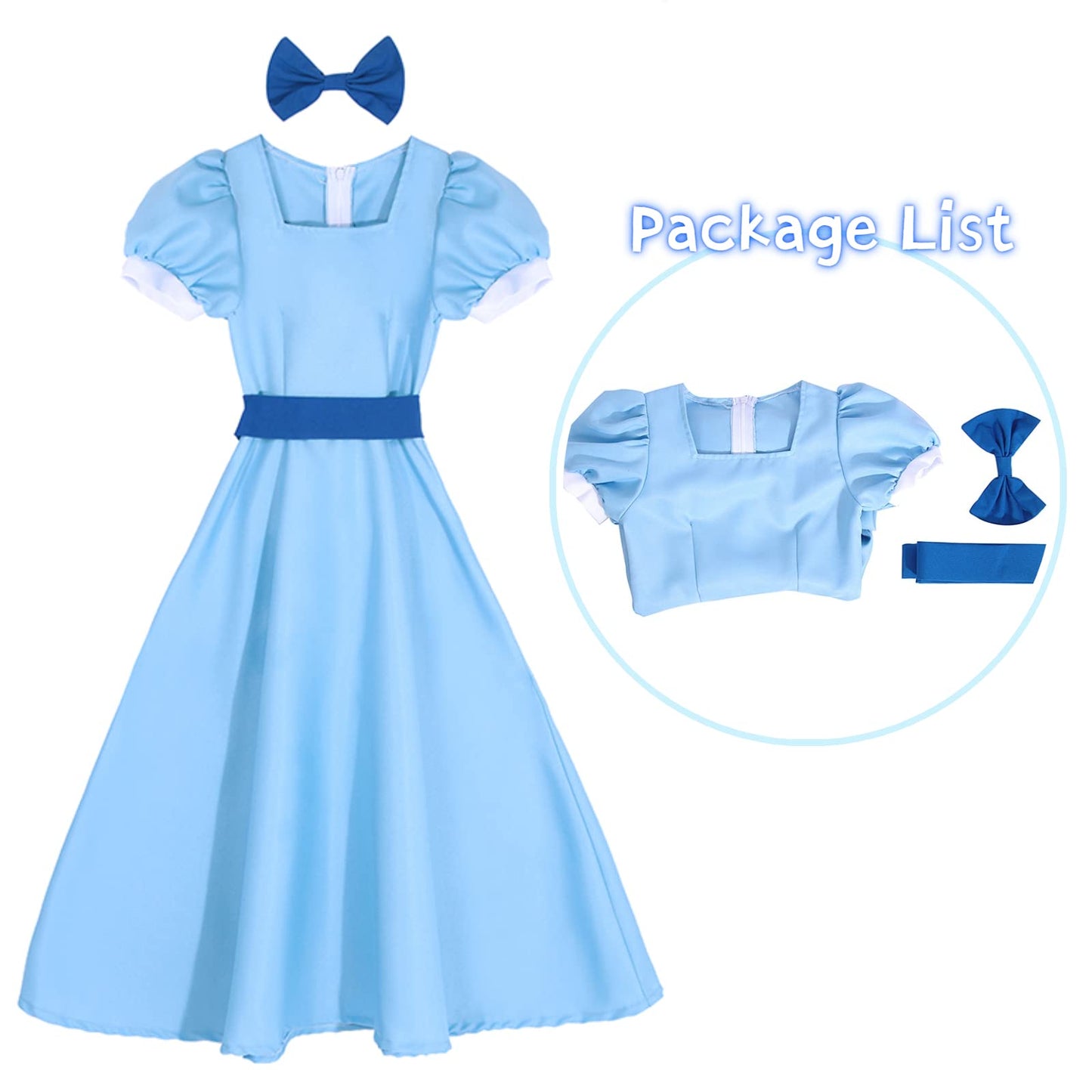 Nspstt Wendy Costume Girls Wendy Darling Costume Girl Halloween Princess Dress, 130