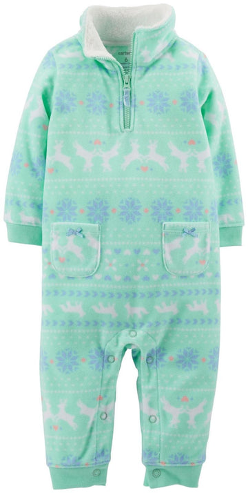 Carter'S Fleece Romper (Baby) - Mint-6 Months