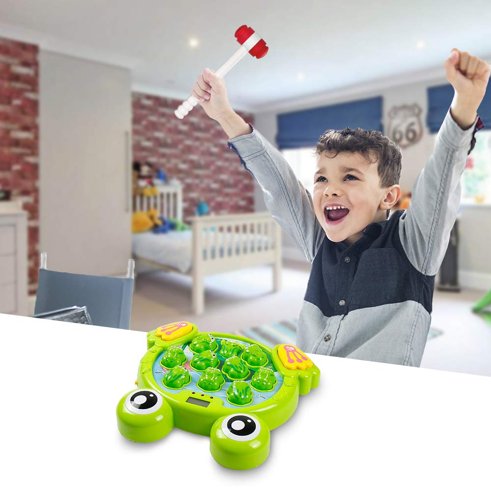 YEEBAY Whack A Frog Game with 2 Hammers, Toddler Early Developmental Learning Toy, Fun Birthday Gift for Kids Age 2+, Toys for 2