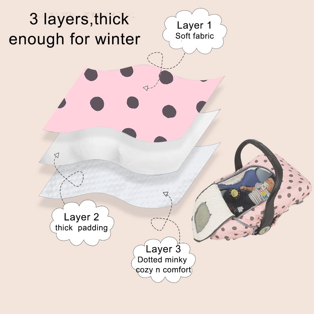 Carseat Cover Girls, Winter Baby Car Seat Covers For Infant Car Seat, Baby Carrier Cover Canopy, Window In Door Zipper Open, Thi