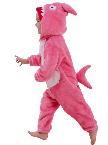 Lolanta Shark Costume Toddler Boy Halloween Shark Suit One Piece Animal Jumpsuit Role Play For Kids Fancy Dress(Rose Red, 2-3T)