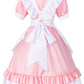 Irtysh Women Sweet Kawaii Costume Dress Anime French Maid Cosplay Furry Cat Ear Gloves Socks Set(Pink 2Xl)
