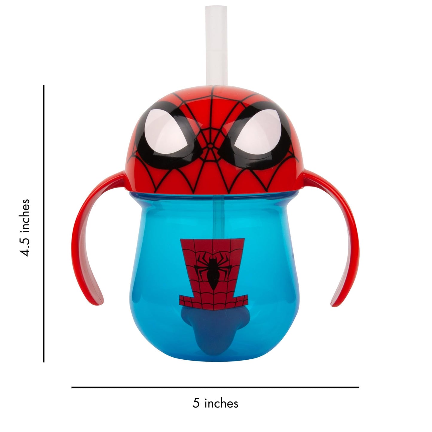 The First Years Spider-Man Trainer Straw Cup - Toddler Cups With Straw - Kids Water Bottles - 9 Months And Up - 7 Oz