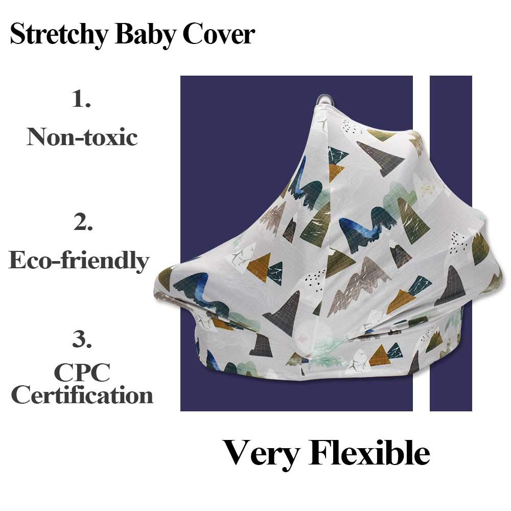 Baby Carseat Cover With Beanie, Adventure Mountain Infant Carseat Canopy For Boys Girls, Nursing Cover Breastfeeding Scarf For M