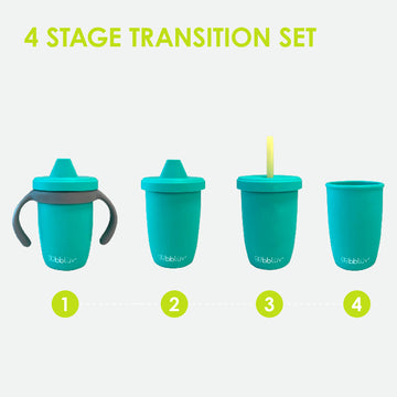 Bblv Kp Silicone Toddler Straw Sippy Cup - 4-In-1 Durable Spill Proof Cups For Kids, Travel Transition Training Cups For Babies,