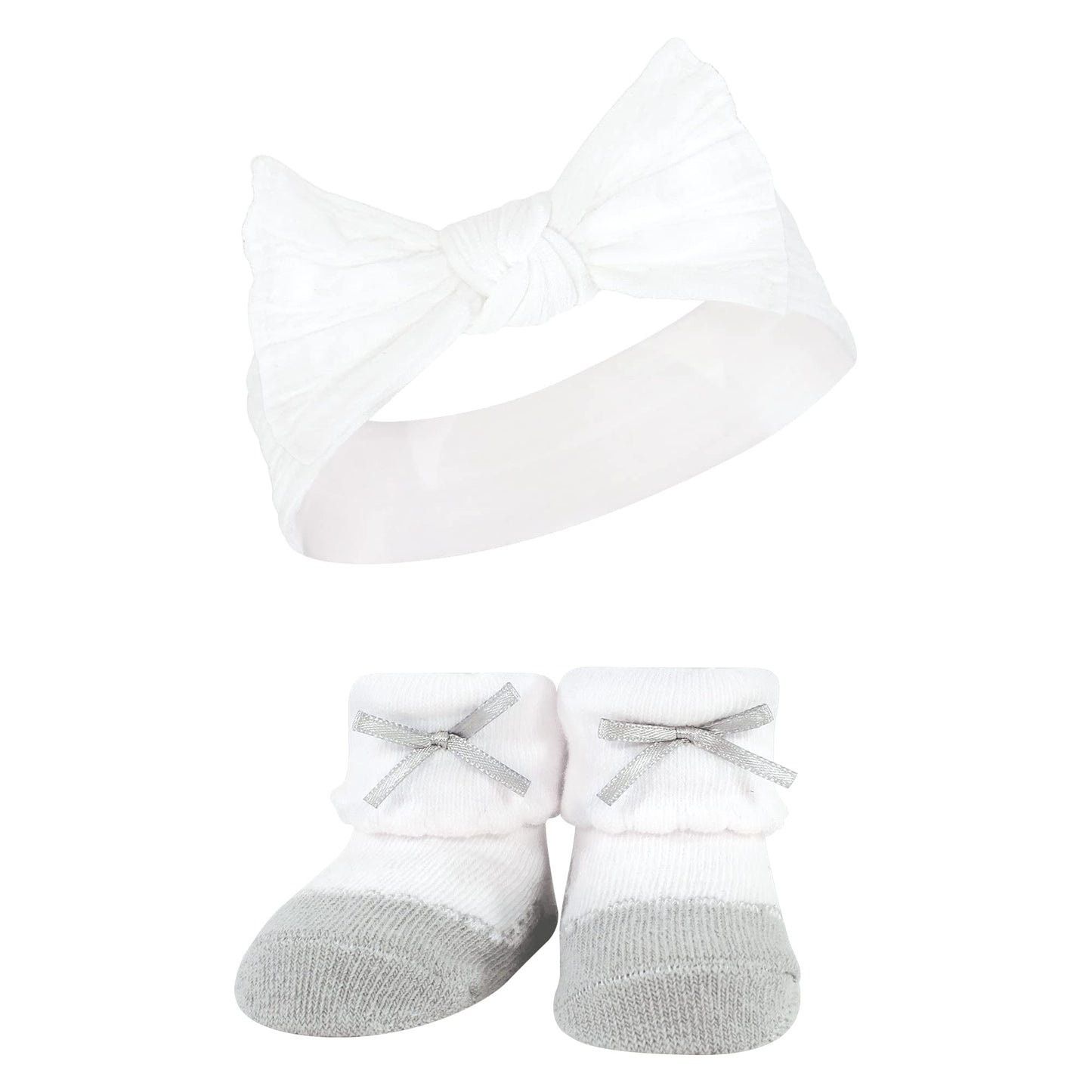 Hudson Baby Baby Girls' Headband And Socks Giftset, Pink White, One Size