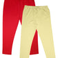 KiddoPanti Girls Solid Ankle Length Spandex Legging Pack of 2, Cream & Red, 1012Y