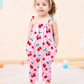 Lindanina 4T Girls Summer Clothes Toddler Red Cherry Romper Jumpsuits Kids Outfits 5T Cute Adjustable Tie-Up Strap One Piece Sle