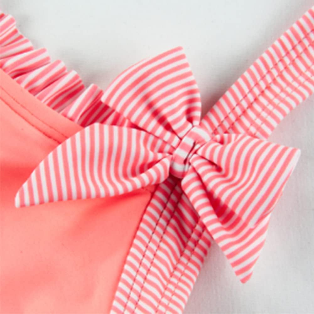 Julysand Toddler Girls Orange One Piece Swimsuit Sequin Unicorn Swimwear Bow Ruffled Bathing Suit