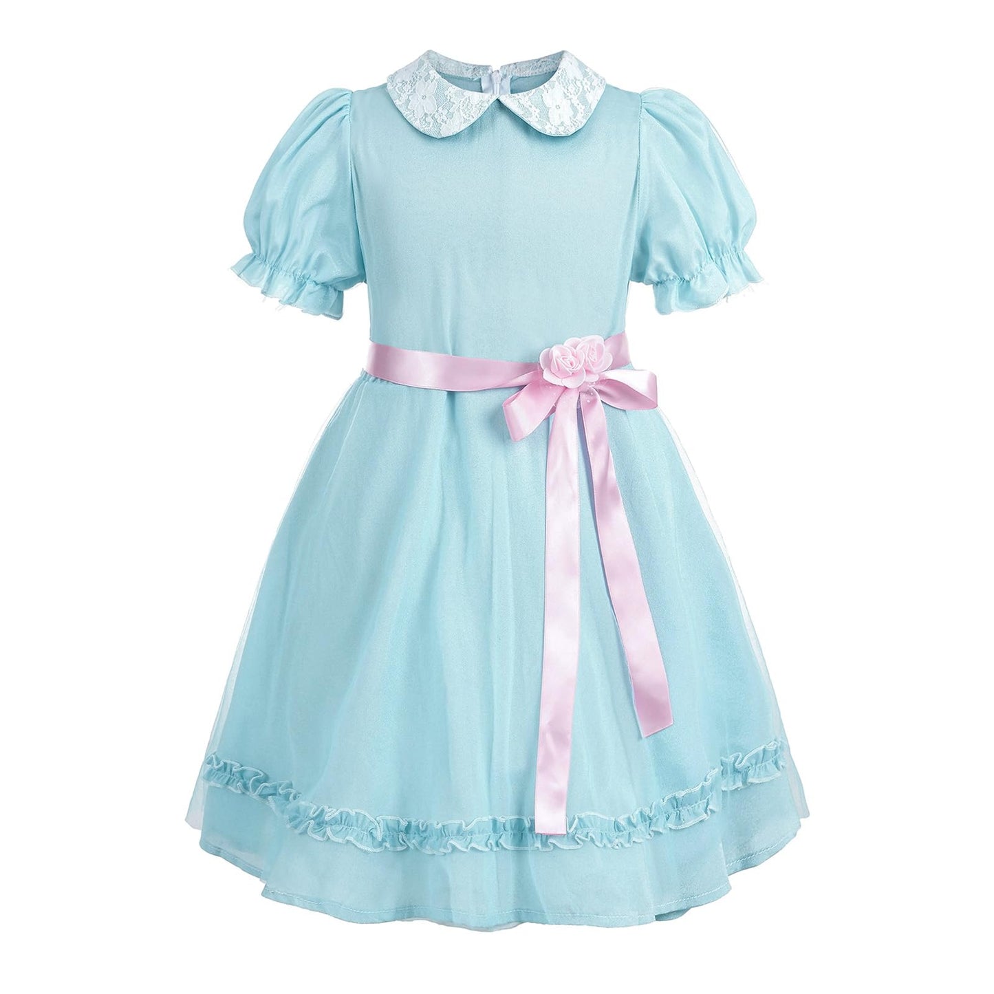 Cr Rolecos The Grady Twins Costume For Kids Girls Blue Creepy Sister Scary Doll Dress Halloween Party A150