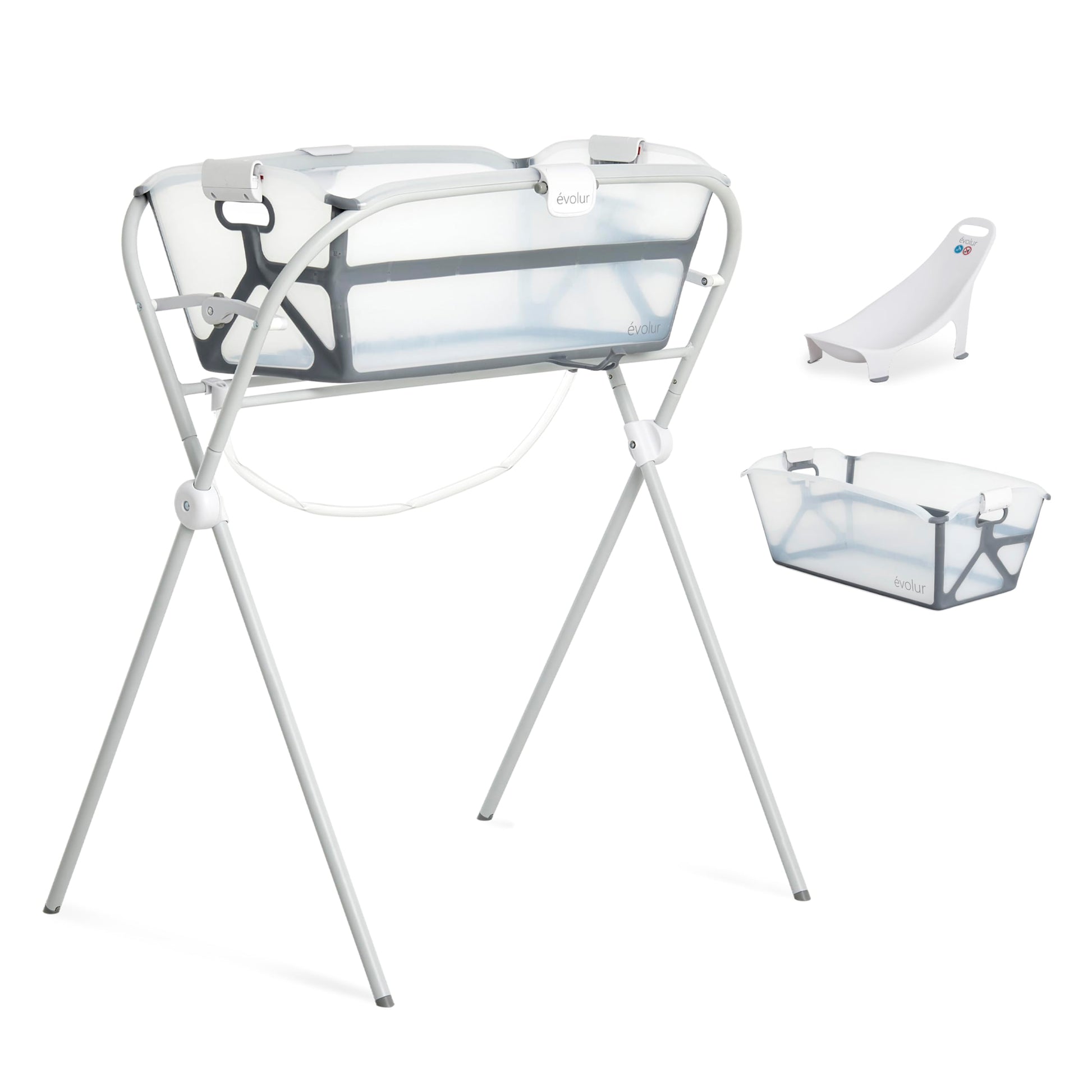 Evolur Supple Baby Spa Set - Complete Newborn Bath Essentials Kit with Baby Bathtub, Hammock Seat and Metal Frame | Infant Bath 