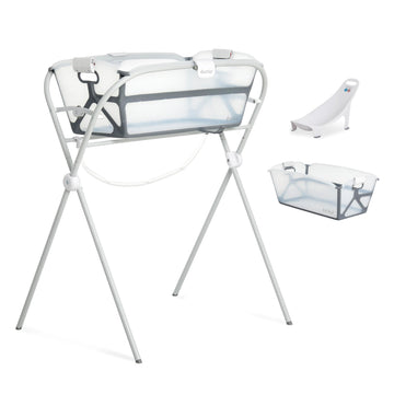 Evolur Supple Baby Spa Set - Complete Newborn Bath Essentials Kit with Baby Bathtub, Hammock Seat and Metal Frame | Infant Bath 