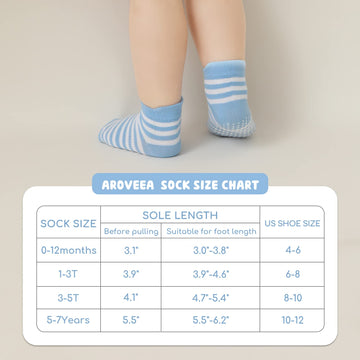 Aroveea Non Slip Grip Ankle Baby Socks 3-5 Years Old For Toddler Boys And Girls Kids Socks 12 Pack, Cute Cotton Baby Socks, Litt