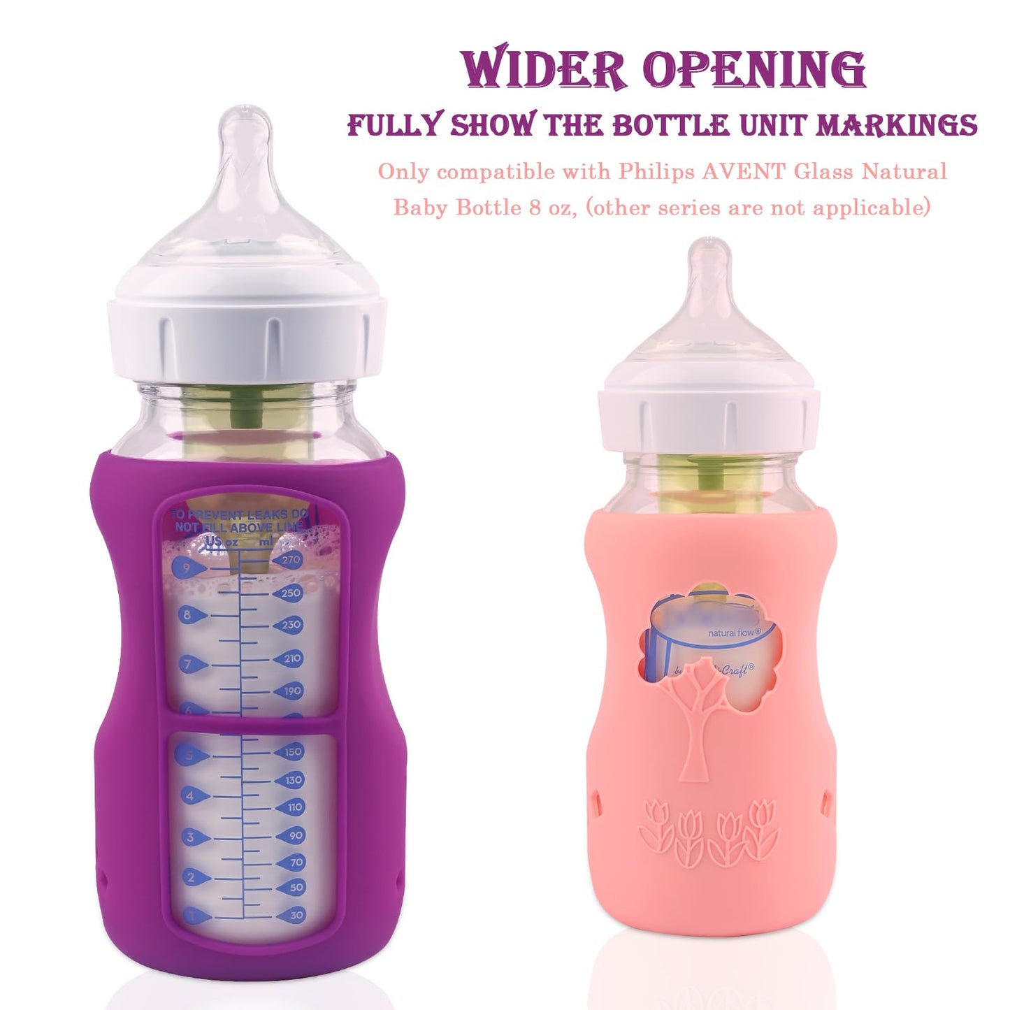 3 Pack Silicone Sleeves For Dr. Brown'S Natural Glass Baby Bottles, Anti Breakage Baby Bottle Holder, Compatible Dr. Brown Wide-