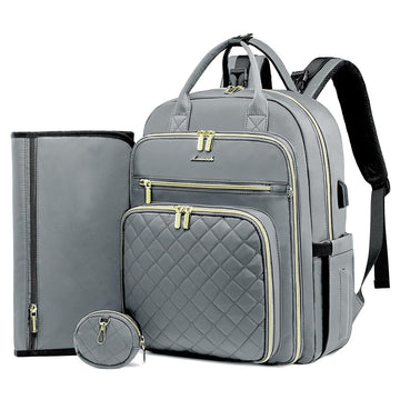 LOVEVOOK Baby Diaper Bag,Waterproof Diaper Backpack with USB Charging Port for Baby, Large Capacity Fit for 15.6 inch Laptop,Lig