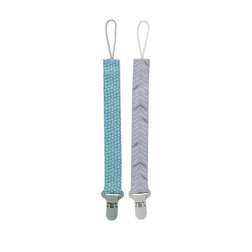 Nuby Pacifinder Baby Pacifier Clip - (2-Pack) - Pacifier Holder Clip With Convenient Hook Loop - Green Dots And Gray Arrows