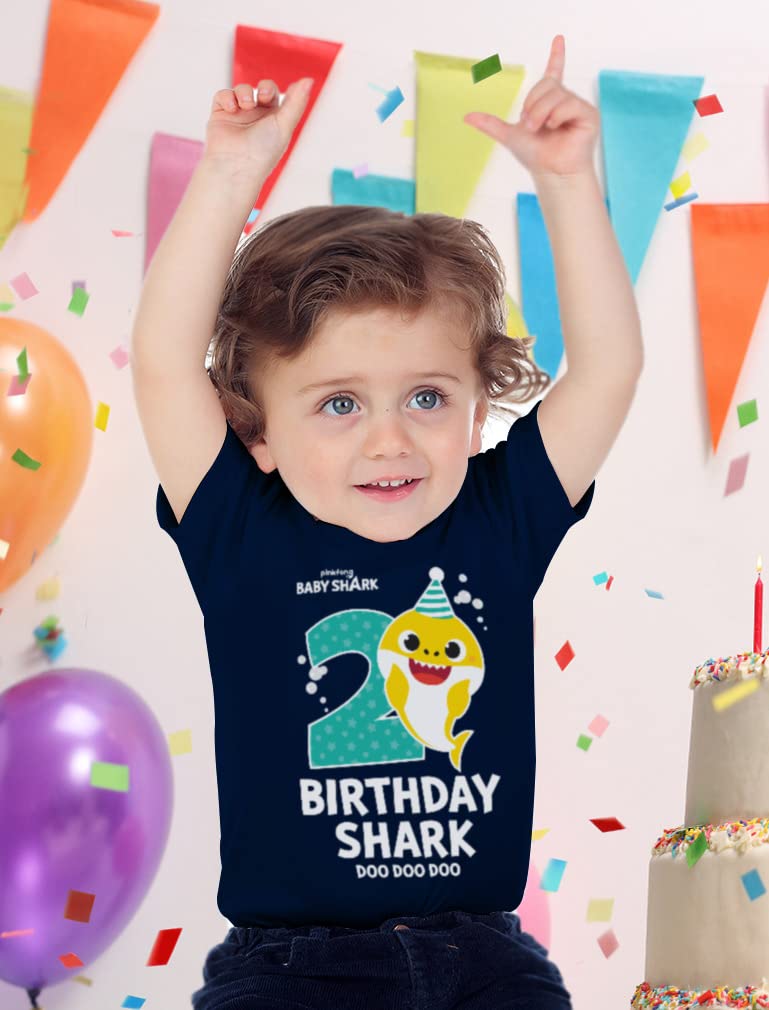 Tstars Baby Shark Shirt Gift For Kids Toddler 2Nd 3Rd 4Th Birthday Girl Boy Outfit Navy 2T
