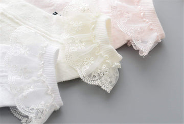 Domii Toddler Girl Dress Socks With Ruffles Little Girl Lace Socks Eyelet Frilly Ankle Socks 3-Pack 3 Pairs M(3-5T)