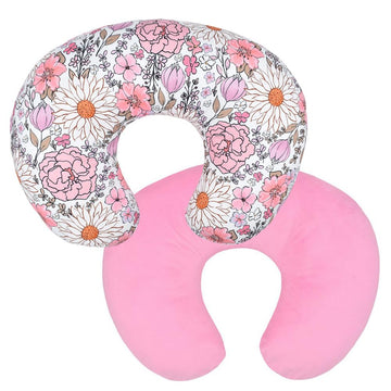 Bxuanw Nursing Pillow Cover Stretchy Cotton Pillow Slipcovers For Breastfeeding Moms Two-Sided Design (Pink Flower Clusters)