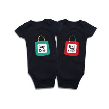 Defahn Funny Twins Baby Bodysuits Boys Girls Rompers 2 Pack Twin Matching Clothes Outfits For Newborn Infant (Black 01, 3-6 Mont