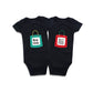 Defahn Funny Twins Baby Bodysuits Boys Girls Rompers 2 Pack Twin Matching Clothes Outfits For Newborn Infant (Black 01, 0-3 Mont