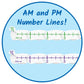 hand2mind Advanced NumberLine Clock for Kids Learning to Tell Time, Math Manipulatives for Telling Time, Analog Clock for Kids L
