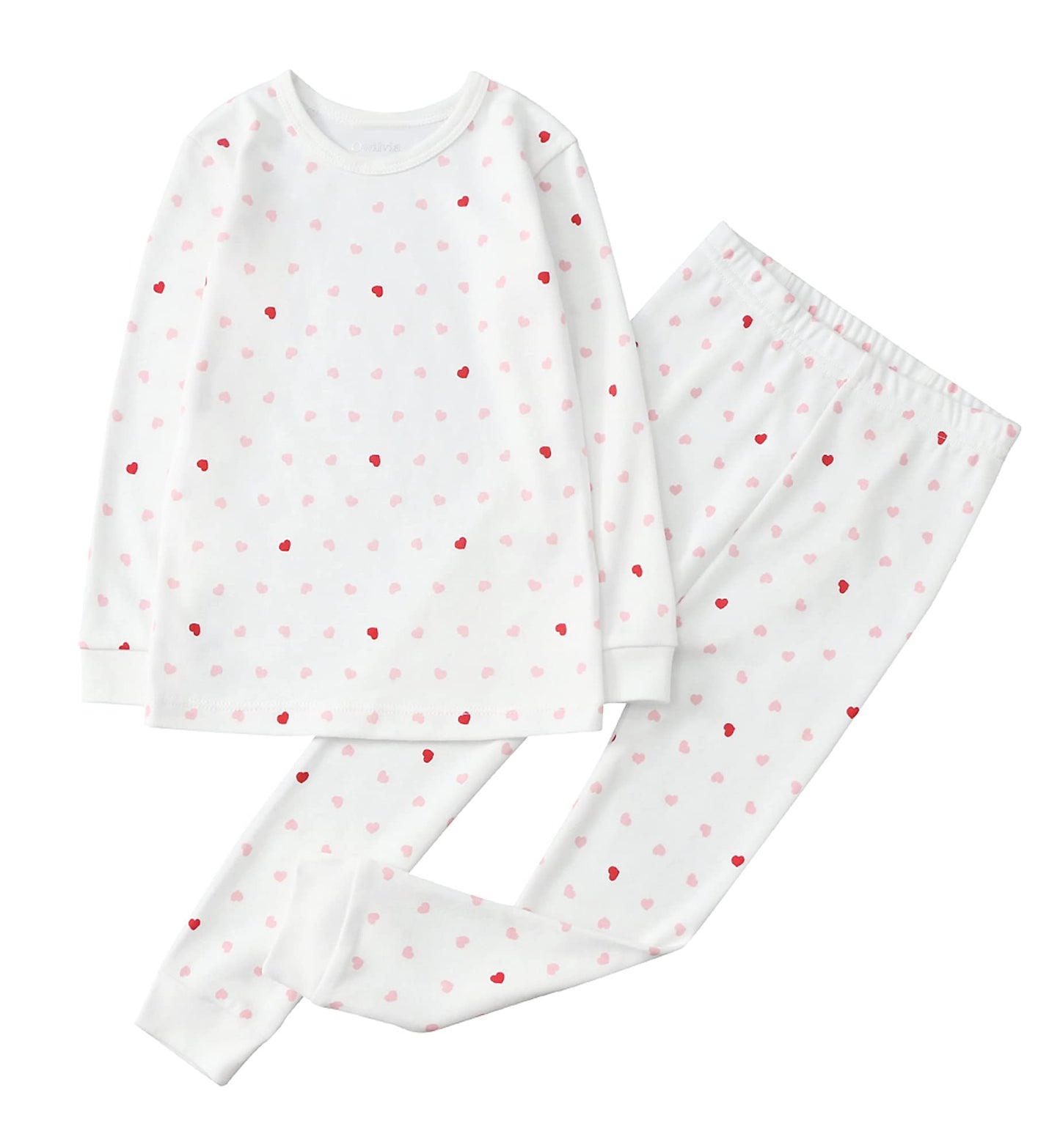 Owlivia 100% Organic Cotton Baby Long Sleeve Pajama Sets, Toddler Boy Girl 2-Piece Sleepwear(6 Years, Pink Heart)